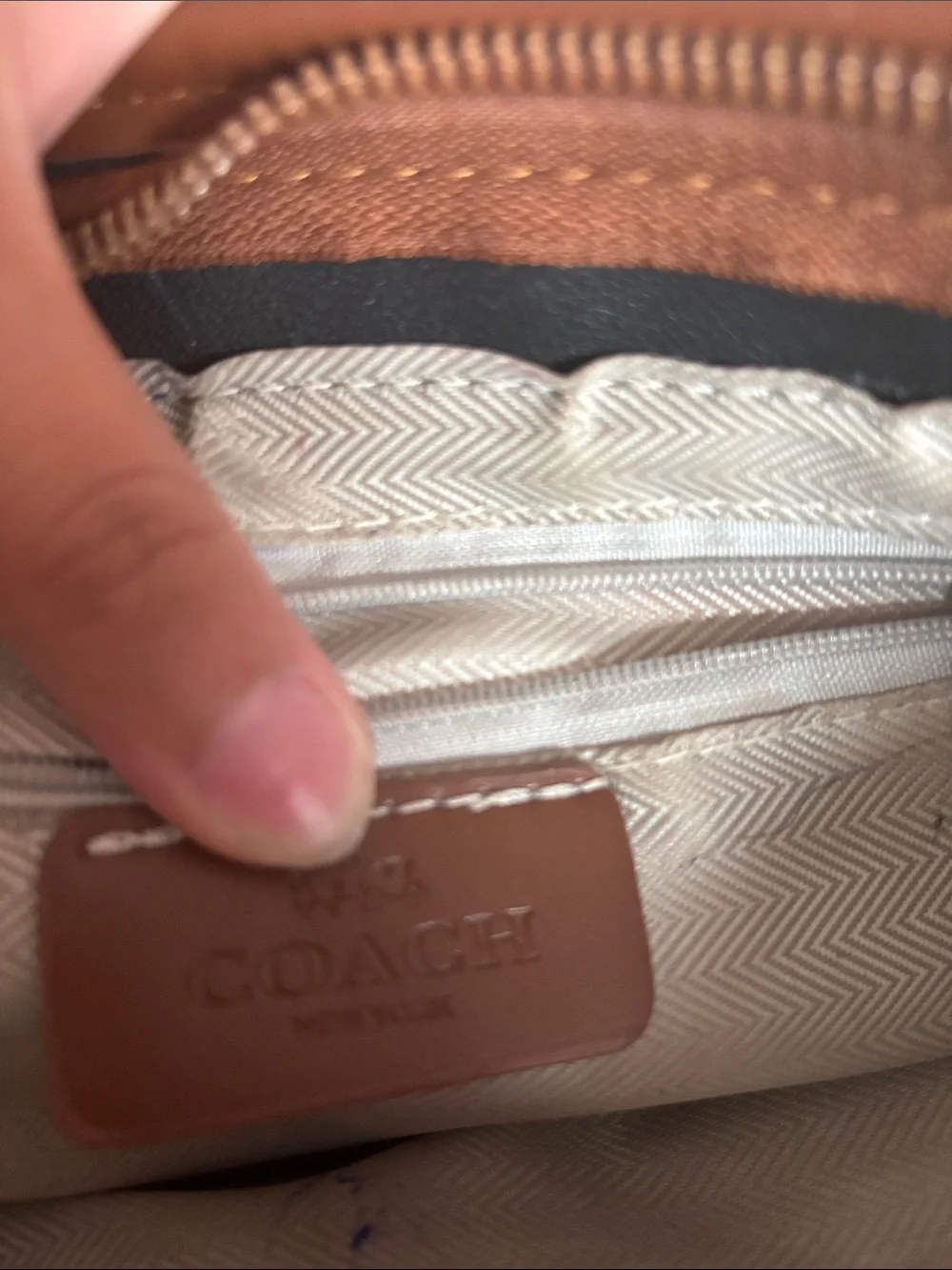 Coach Signature Canvas Tote with Pink Cherry Print and Brown Trim